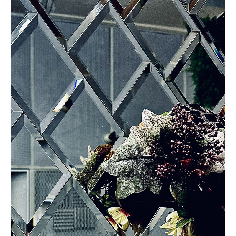 Reflections 6 in. x 8 in. Diamond Grade Glass Mirror Beveled Diamond Decorative Kitchen & Bathroom Wall Tile