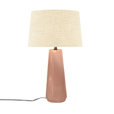 Luminance - Lampe portative en céramique Spire - Tissu crème - Rosé brillant