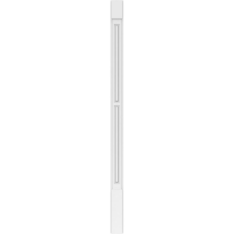 TruCraft Two Equal Raised Panel Pilaster w/ Decorative Capital & Base, 4"W x 90"H x 2"P Base Can Be Trimmed Up To 6 5/8", Architectural Grade PVC, Sold As Pair