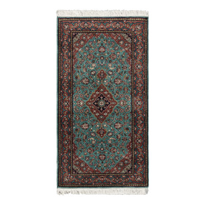 Rug & Kilim’S Kashan Style Runner Rug In Red And Blue With Geometric Patterns