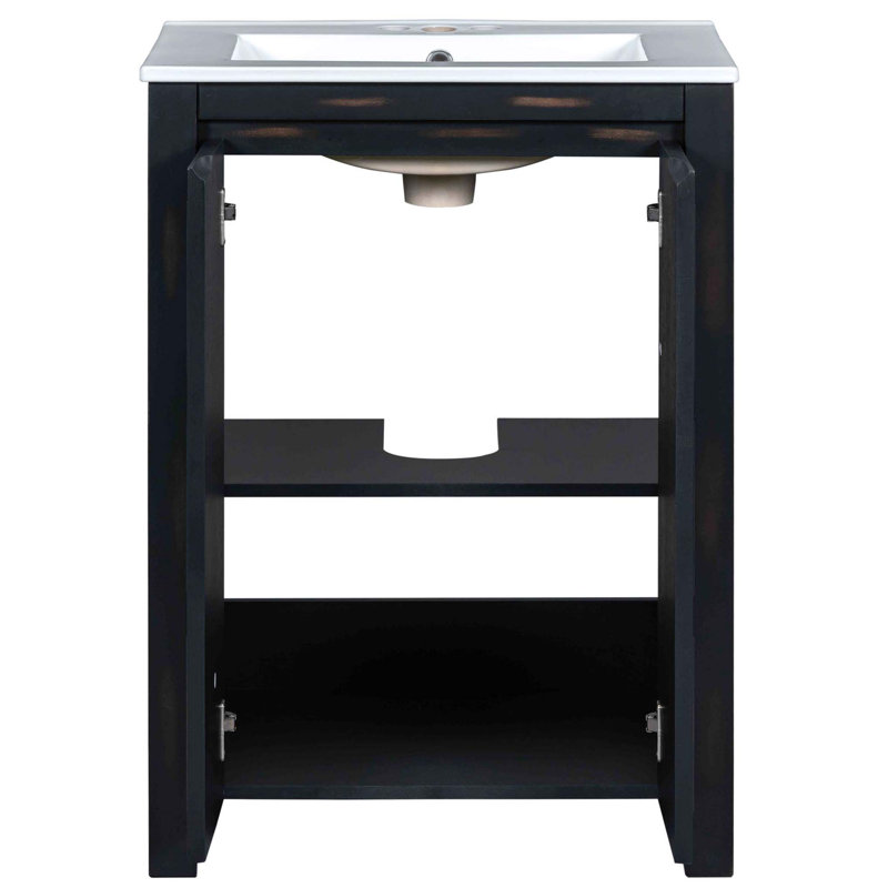 Ensemble de meuble-lavabo simple 24 po avec plateau en céramique Deondrea