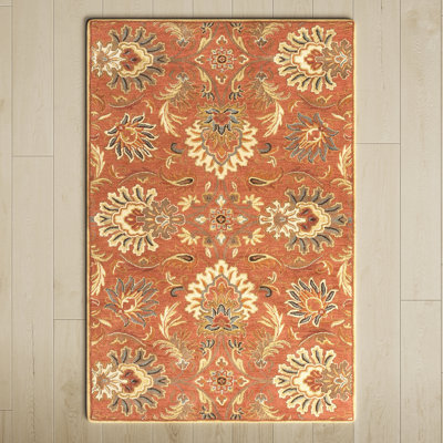 Aaron Oriental Hand-Tufted Wool Terracotta/Orange/Dusty Sage Area Rug