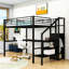Lit mezzanine en métal avec éclairage DEL, bureau intégré, escalier et garde-robe