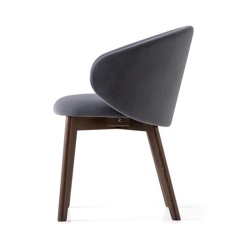 Tuka Upholstered Armchair with Wooden Frame, Camel Brown, Smoke