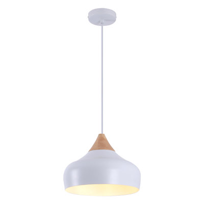 Luminaire suspendu mat 13 lumières 60 watts 13 po avec abat-jour rond en métal et bois d'hévéa naturel