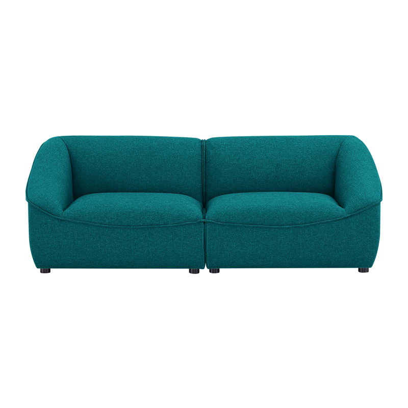 Causeuse 2 pièces Comprise, Tissage uni bleu sarcelle