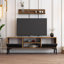 Modern Walnut & Anthracite TV Unit with Metal Legs & Plastic Handle, 55.1 x 18.9 x 11.8 inches | 100% Melamine Coated Particle Board, 0.71 inches Thick | Multiple Shelves, Stylish & Functional Design for Home Theater