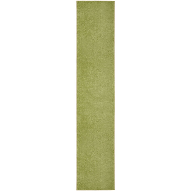 Mullican Sandy Solid Green Easy Care Indoor/Outdoor Area Rug, Runner 2'2" x 20'