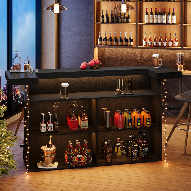 70.9 Inch 4-Tier Bar Cabinet,Home Bar, Black