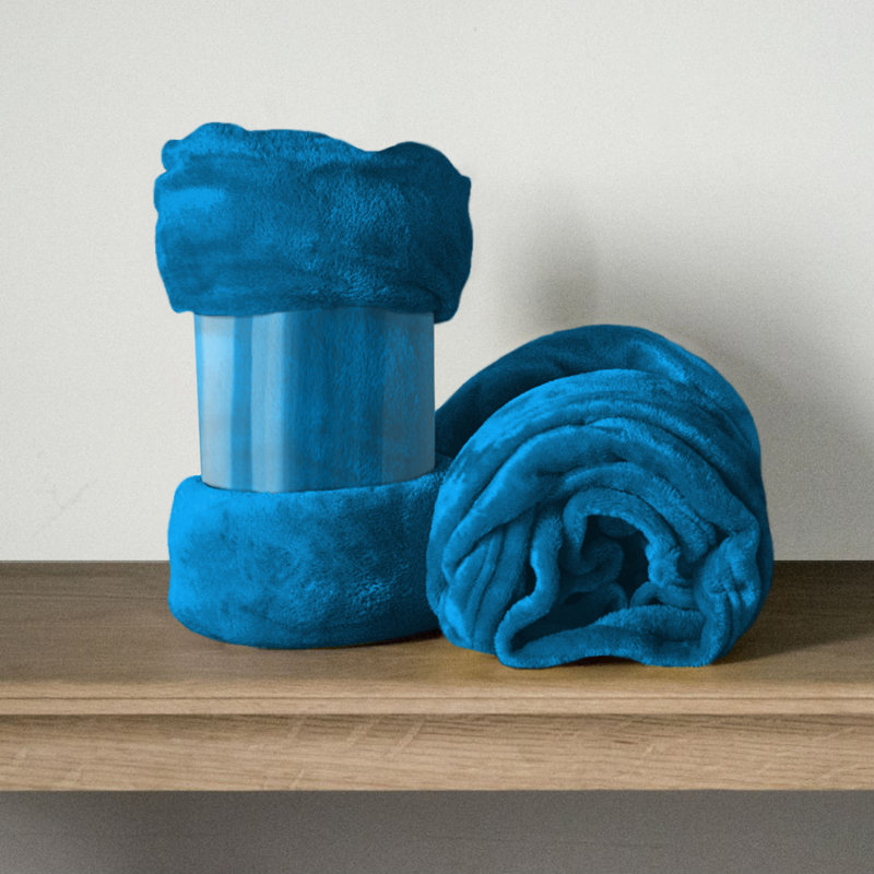 Climax Super Soft Reversible Mink Faux Plush Fur Fleece Blanket Throw, Super King (6'), Teal
