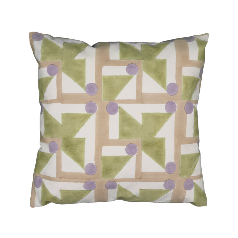Circles and Triangles Pillow Cover 20x20 Inch, Green;Purple