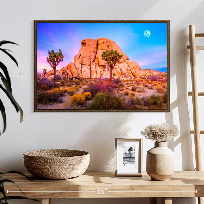 Joshua Tree National Park, 25 po x 17 po, Cadre flottant noyer