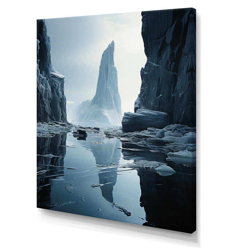 «Ieshea Teal Grey Iceberg Monochromatique Serenade», reproduction d'art sur toile, H 20 po x l 12 po x P 1 po, Toile tendue
