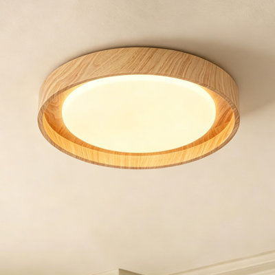 19.68'' LED Light Wooden Flush Mount Ceiling Light