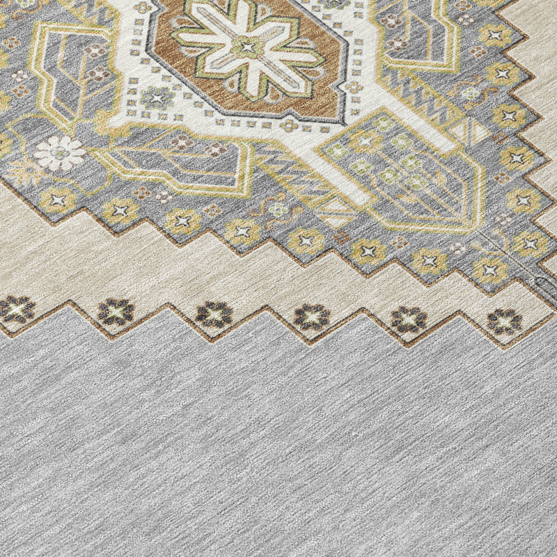 Elira Gray Washable Indoor-Outdoor Rug - , 2'6" x 3'10"