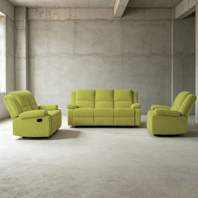 Manual Reclining Living Room Set with Sofa and 2 Recliner Chairs