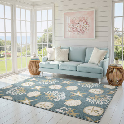 Tapis bleu / beige Hennings Nautical Escape