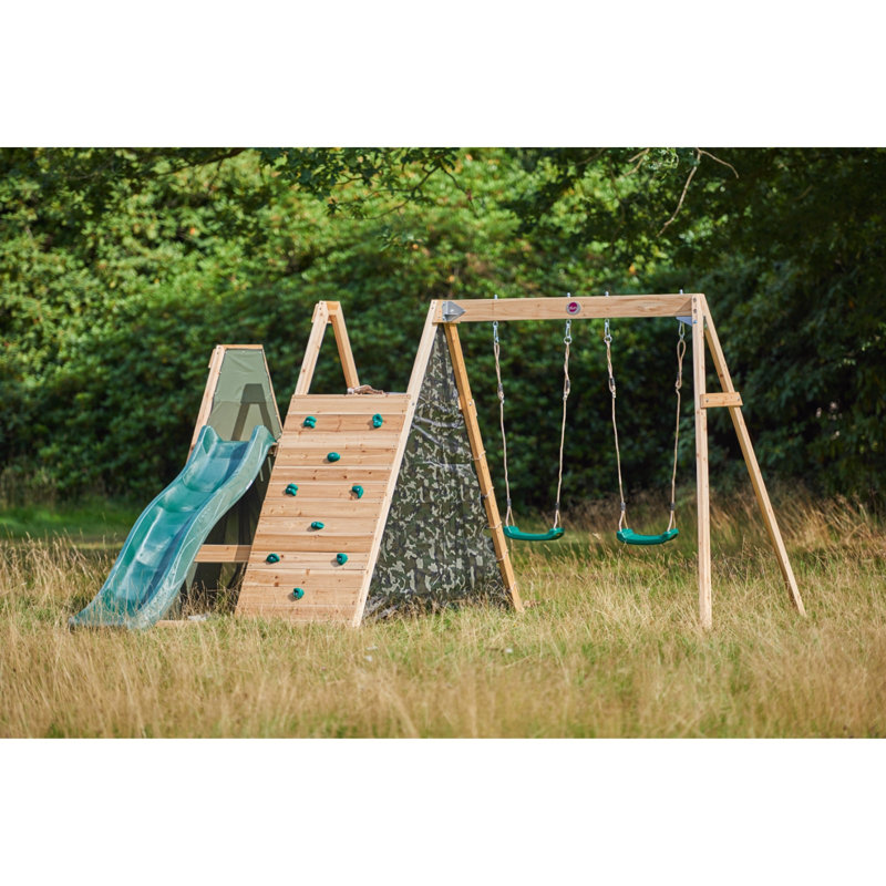 Pyramide grimpante Plum® avec balançoires doubles [Vert]
