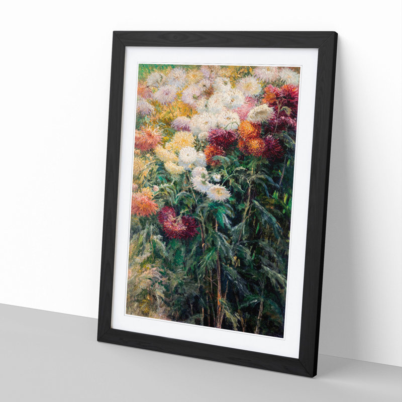 Chrysanthemums by Gustave Caillebotte - Picture Frame Painting, Black Framed, 36cm H x 27cm W x 2cm D
