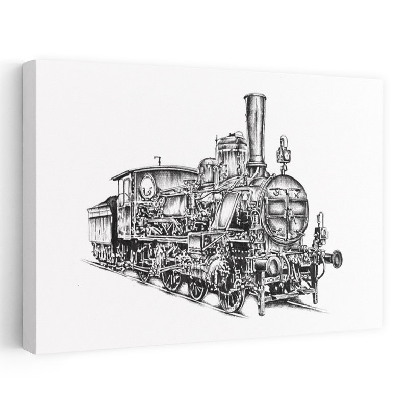 «Classic Steam Locomotive Classic Industrial Retro», reproduction d'art murale, 24" H x 36" W