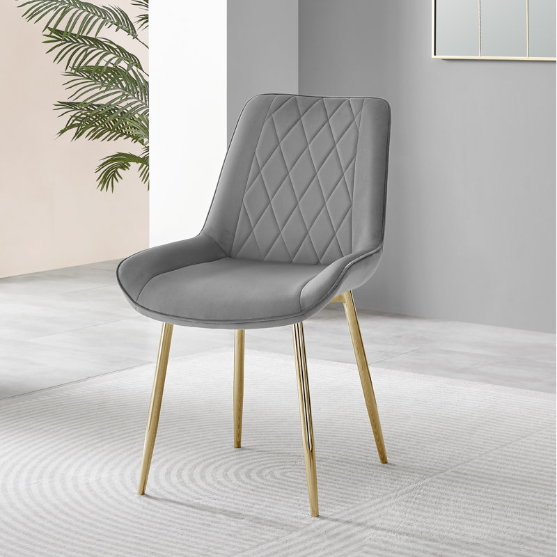 Eubanks Dining Set with 6 Chairs, Grey, Gold