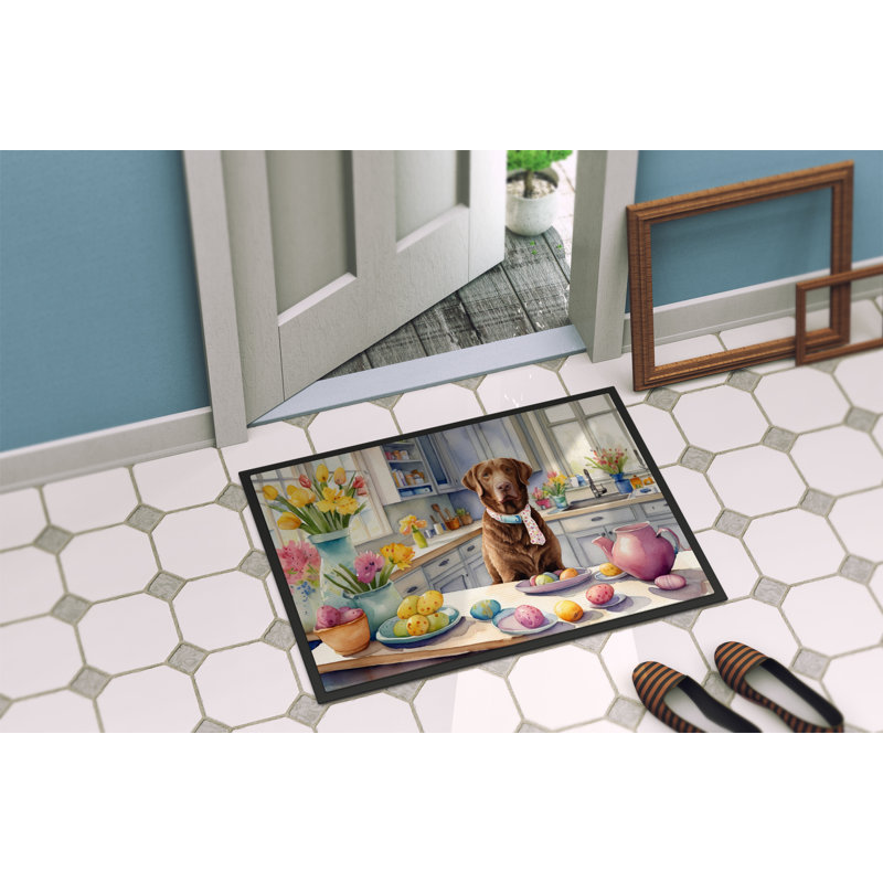 Decorating Easter Chesapeake Bay Retriever Doormat, 18" W x 27" L