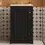 Ensemble de meuble-lavabo sur pied 20 po avec lavabo en céramique, ensemble de meuble-lavabo simple autoportant avec porte à fermeture douce, tablette réglable, style moderne, noir.