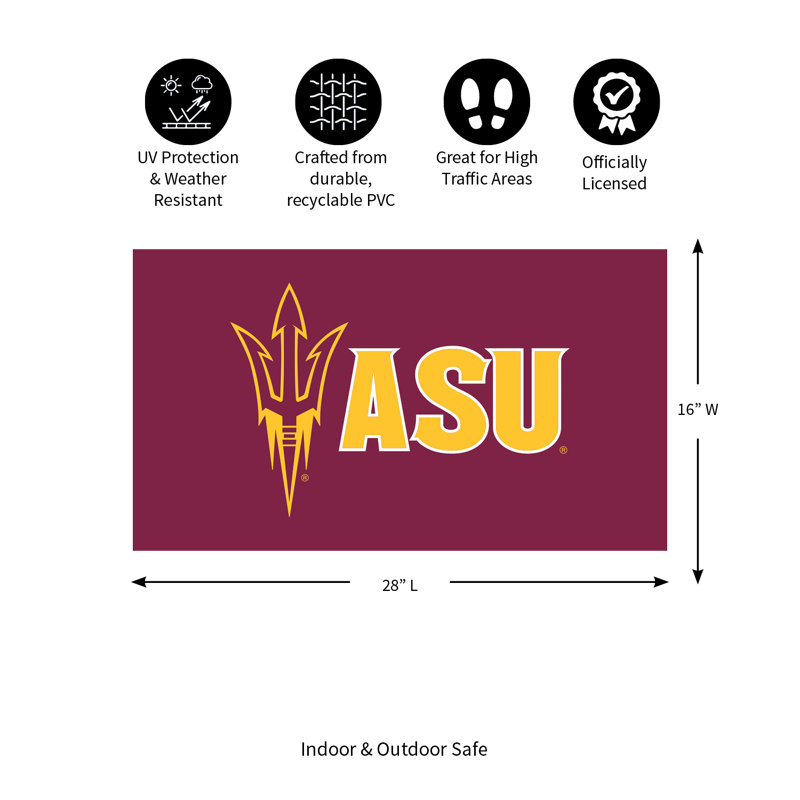 Tapis polychrome en PVC, 16 po x 28 po, Arizona State University
