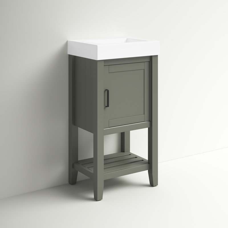 17.5'' Single Bathroom Vanity with Ceramic Top, Pewter Green
