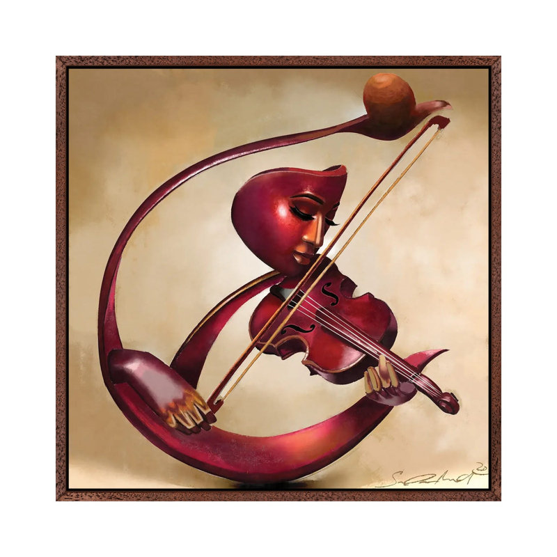 Ethereal Strings 1 Piece Painting on Canvas, 66.04cm H x 66.04cm W x 3.81cm D, Classic Brown Wood Floater Framed