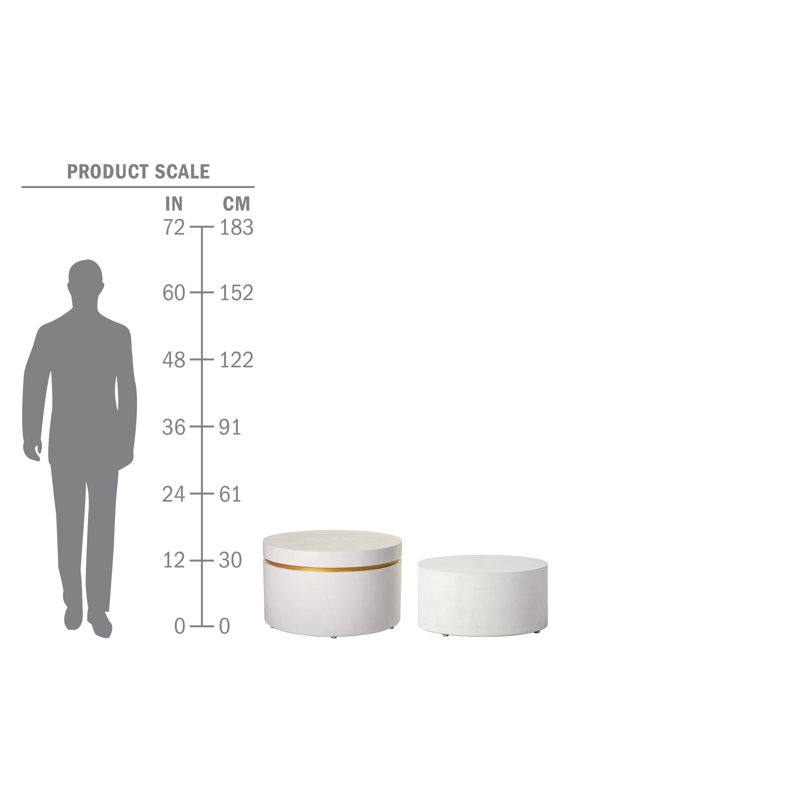 Perpetual Outdoor Round Side Table, Ivory White/Gold