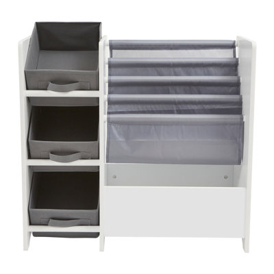 Kids White Display Unit With Fabric Storage Boxes
