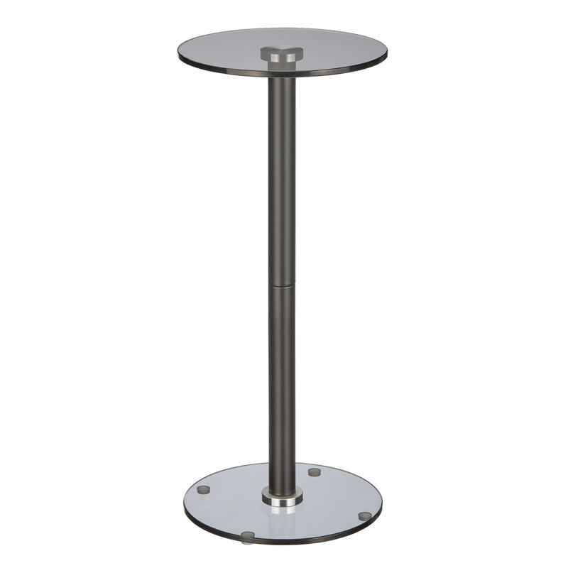 Tall Round Black Metal and Glass Drink Table
