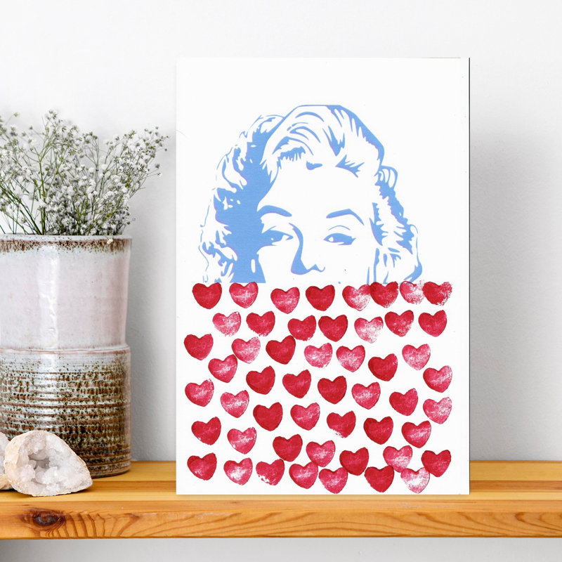 Pop Art Marilyn Hearts, impression d'art abstrait rétro romantique, 18" H x 12" W