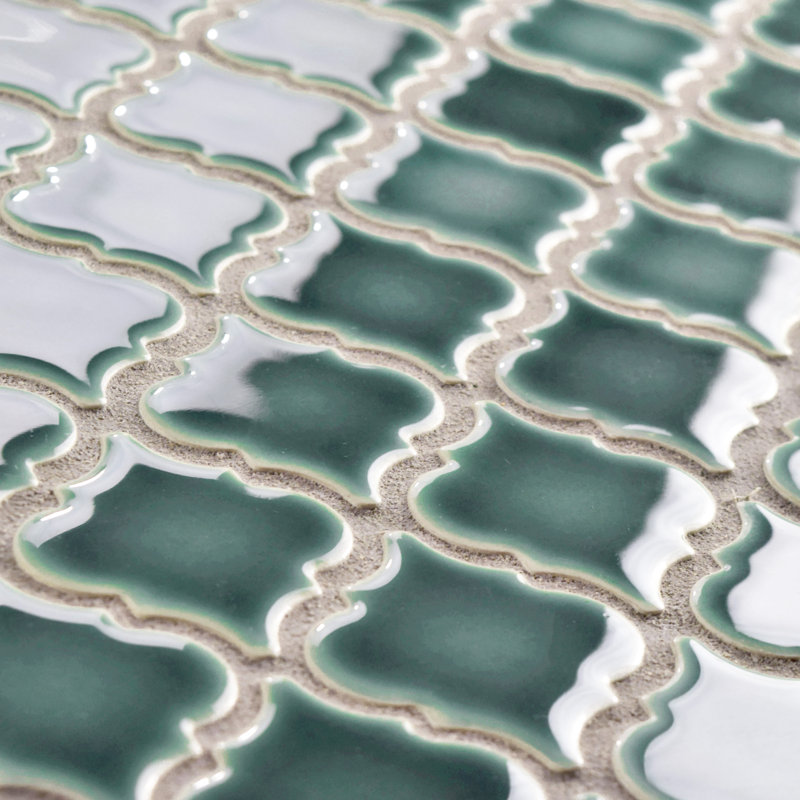 Hudson Tangier 2" x 2" Porcelain Arabesque Mosaic Wall & Floor Tile, Emerald