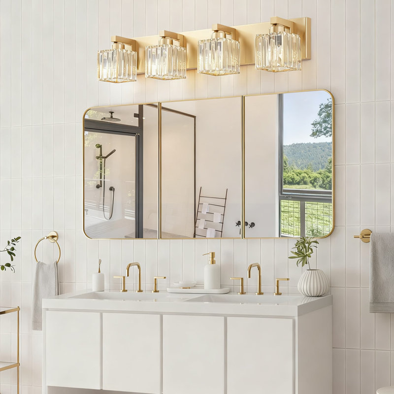 Luminaires de salle de bain Modern Modern, Doré, H 6 po x l 28 po x P 7 po, Quatre lumières