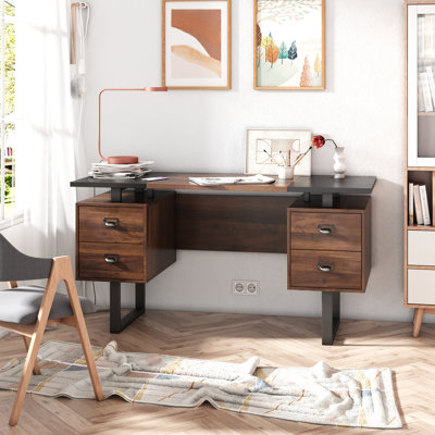 Bureau d'ordinateur à domicile avec tiroirs / Table d'écriture 59 pouces avec tiroirs