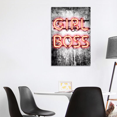 Girl Boss Neon Sign 1 Piece Wall Art on Canvas