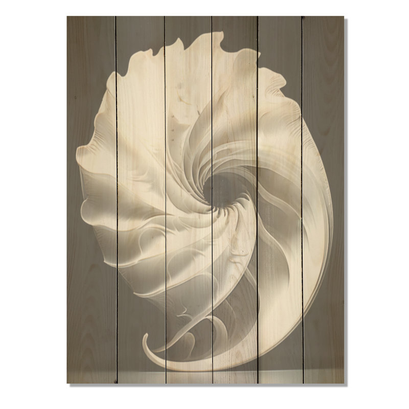 Onyx noir et blanc, passage de l'océan I - Nautilus, art sur bois de pin naturel, H 20 po x l 10 po