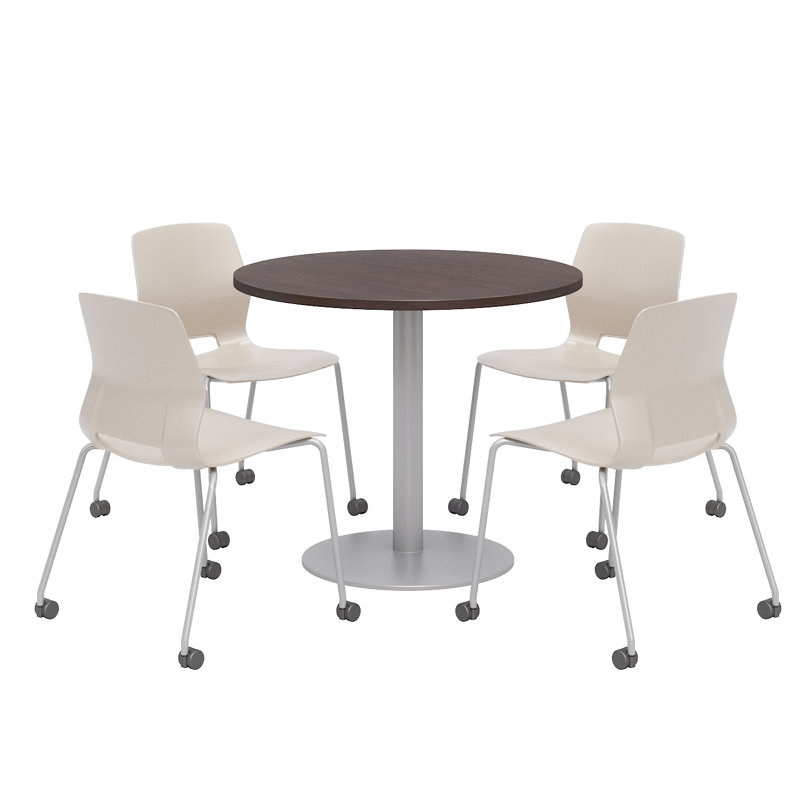 Ensemble de table de salle à manger et de chaises 36 po L, H 29 po x L 36 po x P 36 po, Espresso, Bleu ciel