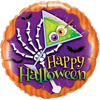 PMU Halloween Party Decoration "Happy Halloween" Scary Drink 18 Inch Mylar-Foil Balloon