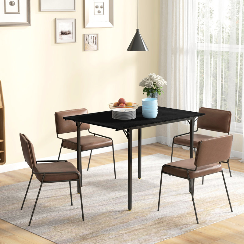Table industrielle pliante, noire, peu encombrante avec abattant pour différents besoins, conception 2-4, grattoir