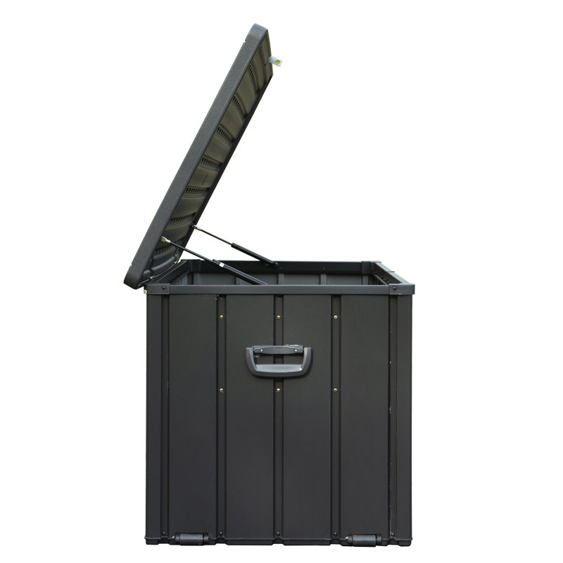 100 Gallon Lockable Patio Box - Waterproof, Holds Outdoor Cushions & Beach Gear Dark Gray Container Pillows Tools