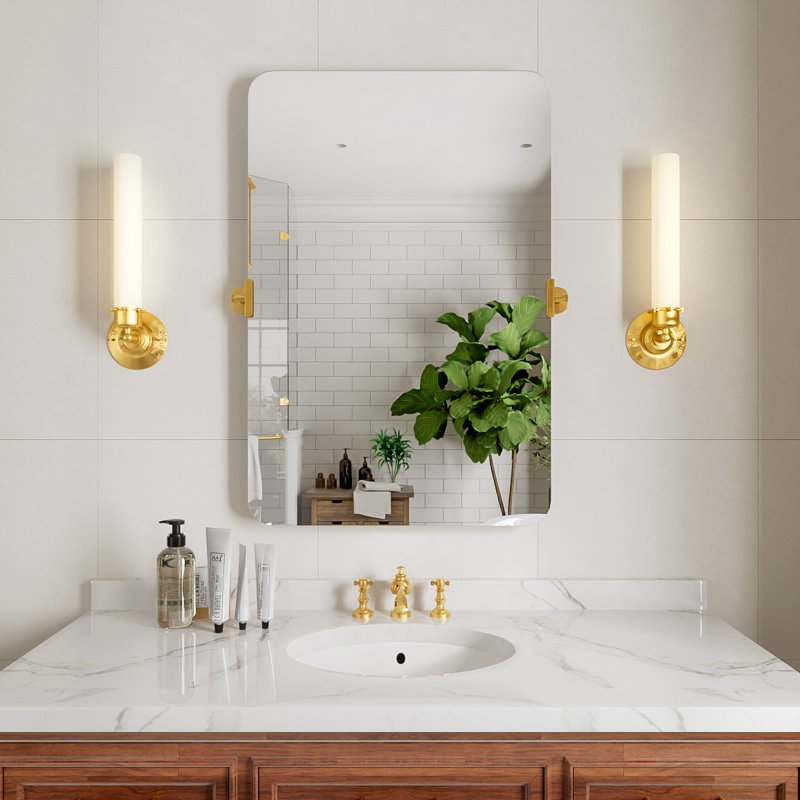 Miroir rectangulaire inclinable pour salle de bain 27 po x 36 po Verge, 24 po x 36 po, Laiton