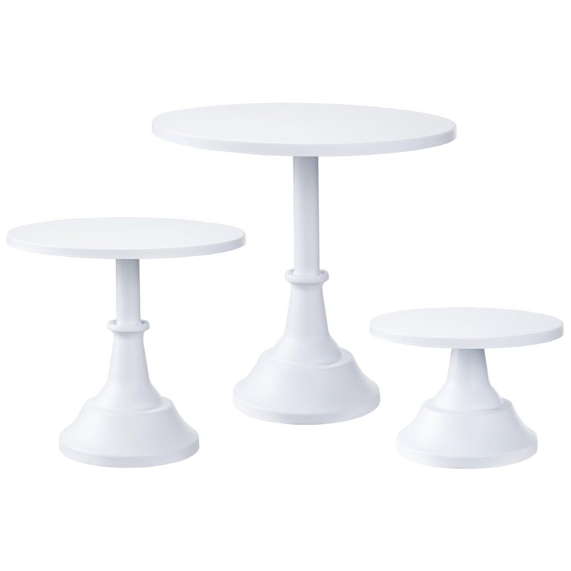 Ensemble de 3 présentoirs à gâteaux en métal blanc
