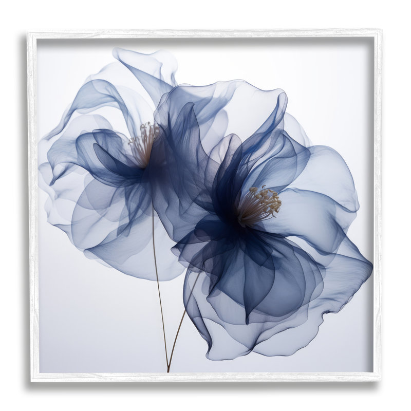Bleu moderne, H 24 po x l 24 po x P 1,5 po, Giclée encadrée blanc bord de mer