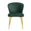 Chaise de salle à manger moderne 4 pièces en velours capitonné vert avec dossier à oreilles et pieds en métal-677044