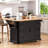 Rustic Rolling Kitchen Island with Drop Leaf, Power Outlet, and Ample Storage on 4 Wheels for Modern Kitchens-700758986