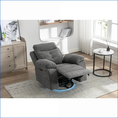 Fauteuils inclinables, fauteuil pivotant électrique avec Bluetooth, lumières DEL, USB / type C, rangement | Lin gris foncé