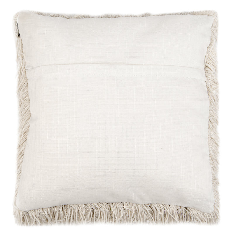 20'' Off-White Shag Plush Decorative Pillow